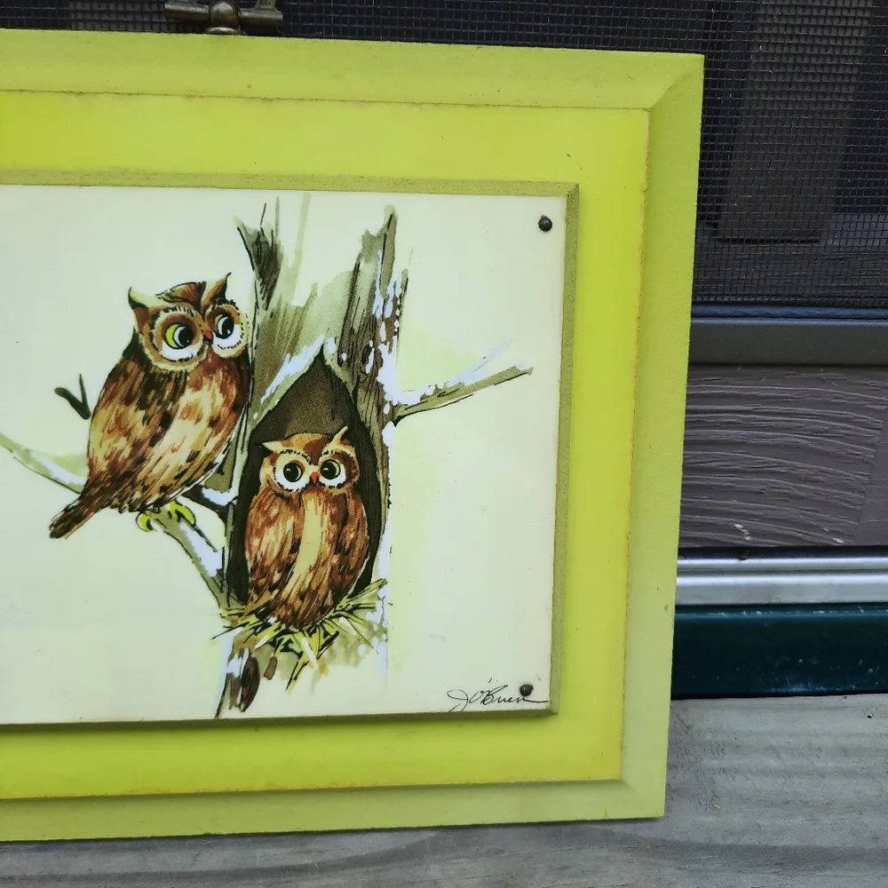 Vintage Yellow Owl Wall Art